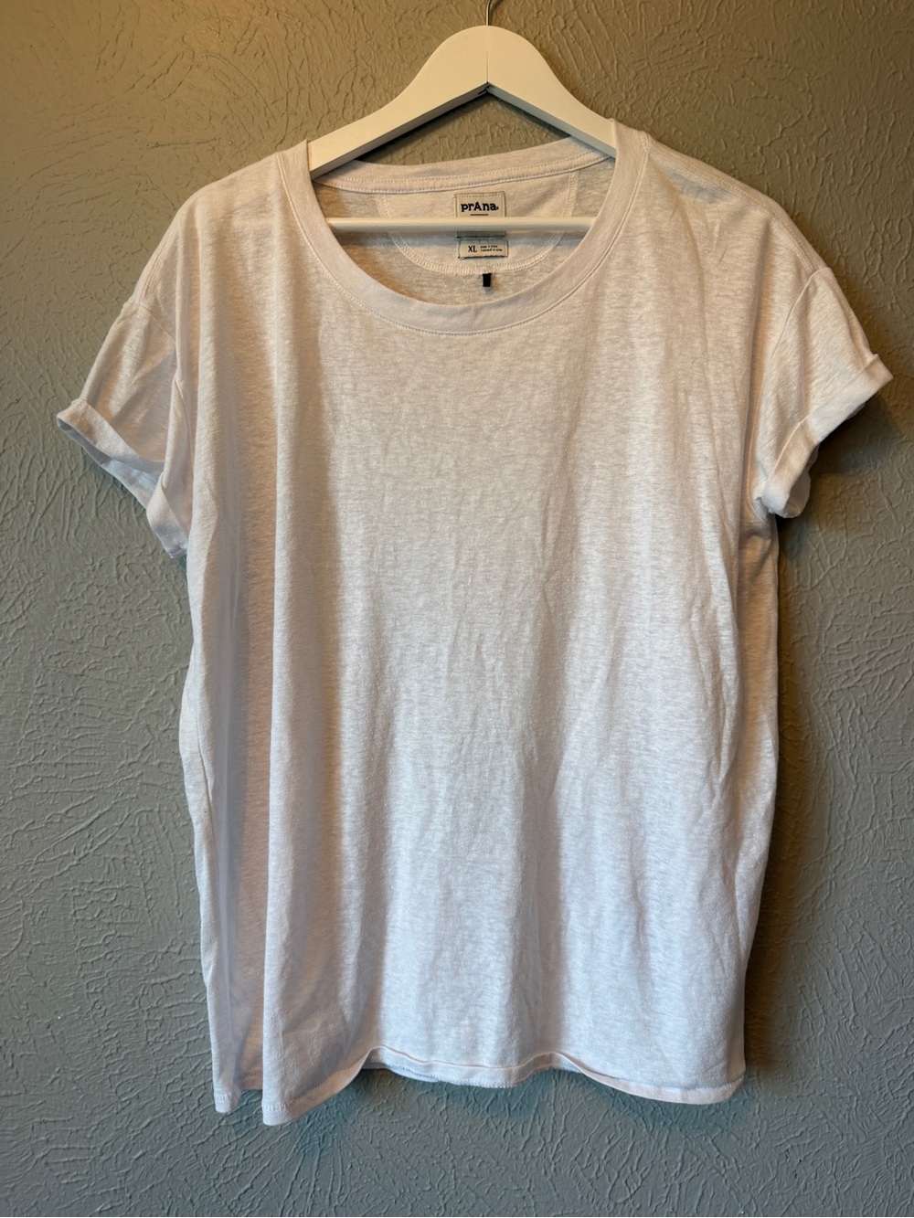 Prana White Short Sleeve Crew Neck Tee